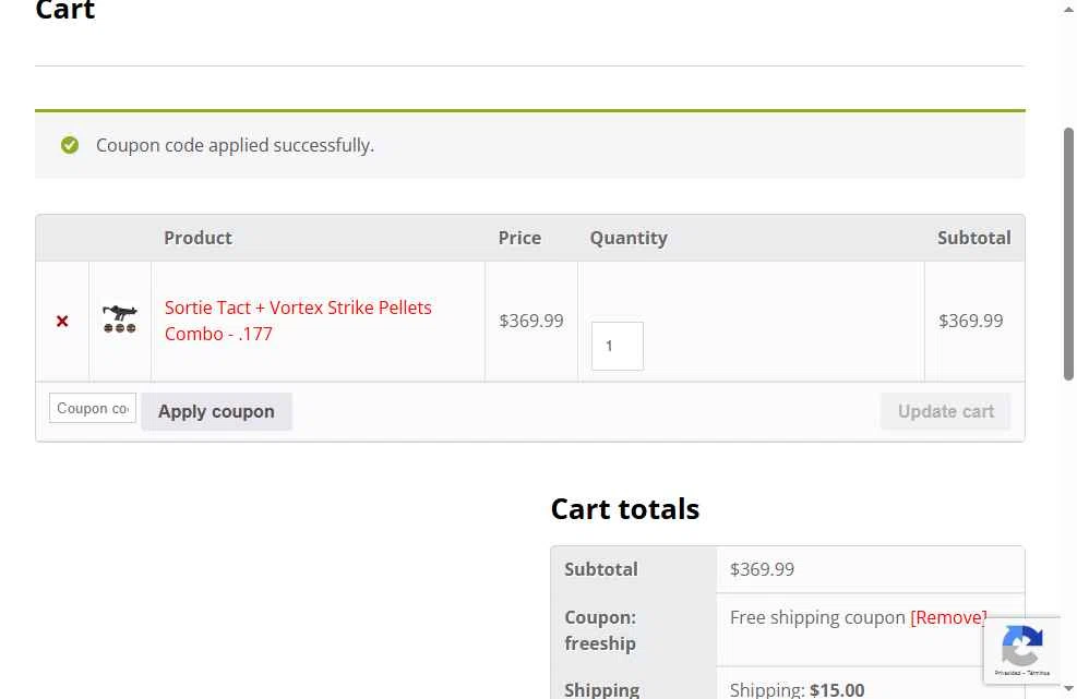 HatsanUSA checkout page showing HatsanUSA coupon code box | Screenshot taken by SimplyCodes community member on Oct 15, 2025