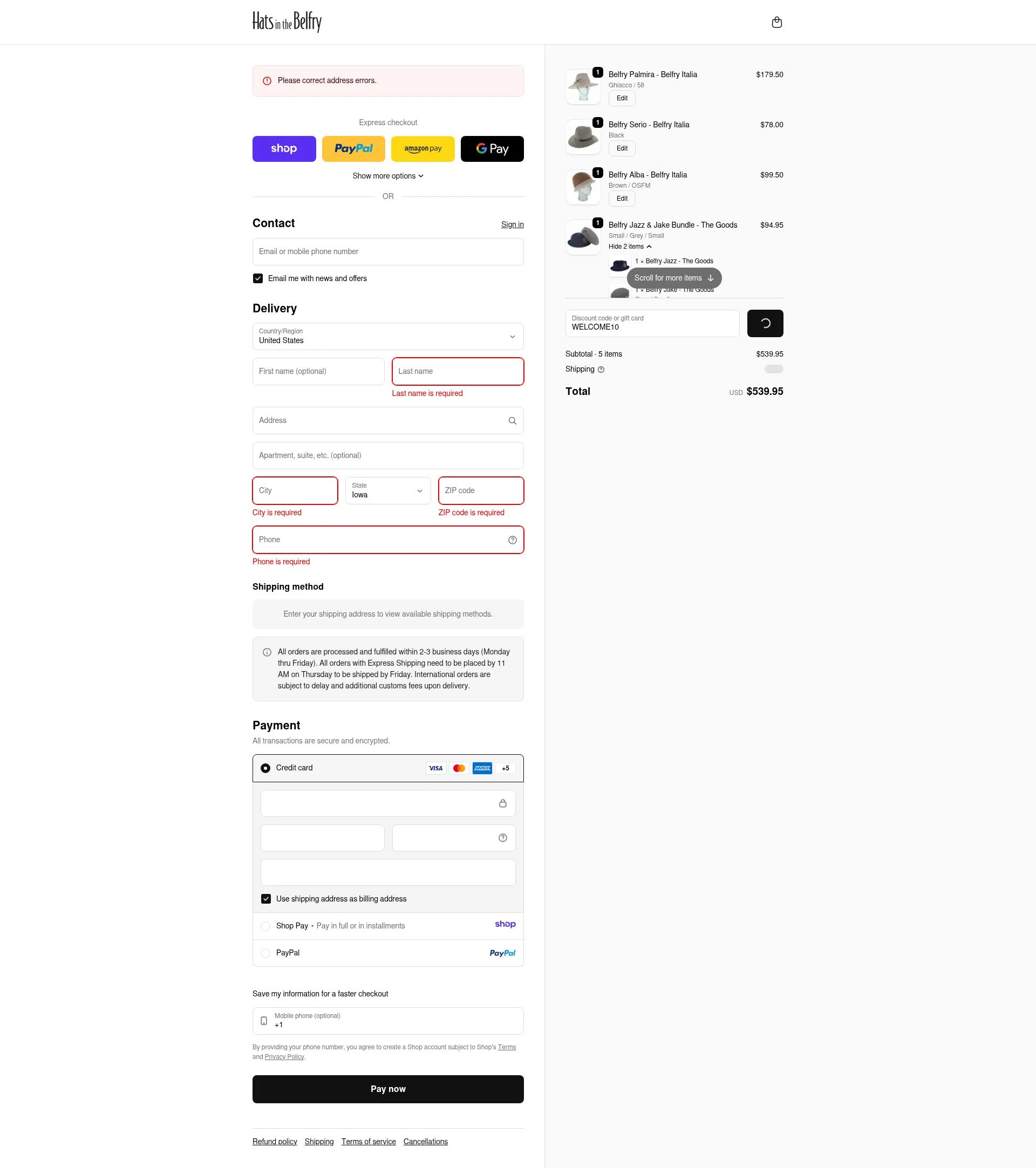 Hats in the Belfry checkout page showing Hats in the Belfry discount code box | Screenshot taken by SimplyCodes community member on Jan 18, 2026