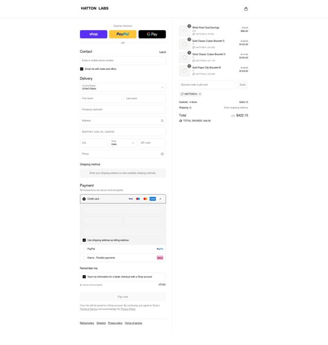 Hatton Labs checkout page showing Hatton Labs discount code box | Screenshot taken by SimplyCodes community member on Sep 3, 2025