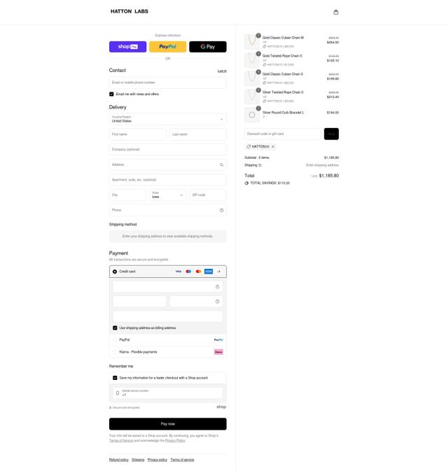 Hatton Labs checkout page showing Hatton Labs discount code box | Screenshot taken by SimplyCodes community member on Aug 16, 2025