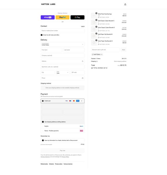 Hatton Labs checkout page showing Hatton Labs discount code box | Screenshot taken by SimplyCodes community member on Aug 26, 2025