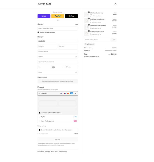 Hatton Labs checkout page showing Hatton Labs discount code box | Screenshot taken by SimplyCodes community member on Sep 8, 2025