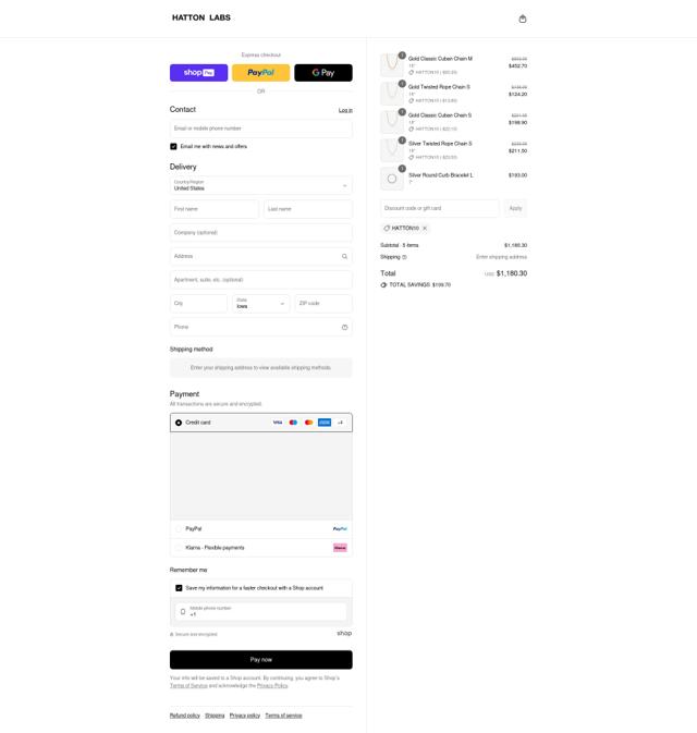 Hatton Labs checkout page showing Hatton Labs discount code box | Screenshot taken by SimplyCodes community member on Aug 12, 2025