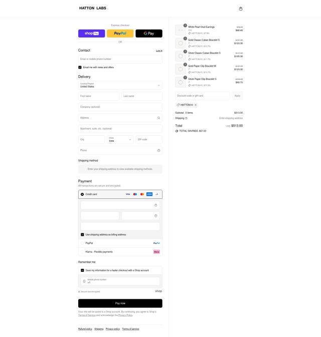 Hatton Labs checkout page showing Hatton Labs discount code box | Screenshot taken by SimplyCodes community member on Aug 22, 2025