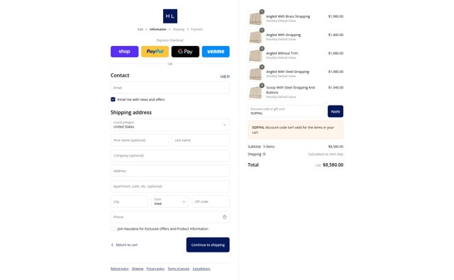 Hauslane checkout page showing Hauslane discount code box | Screenshot taken by SimplyCodes community member on Aug 31, 2025