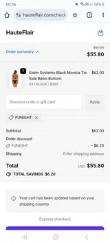 FUNIGHT coupon verification screenshot