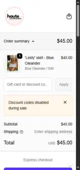Haute Swimwear coupon verification screenshot