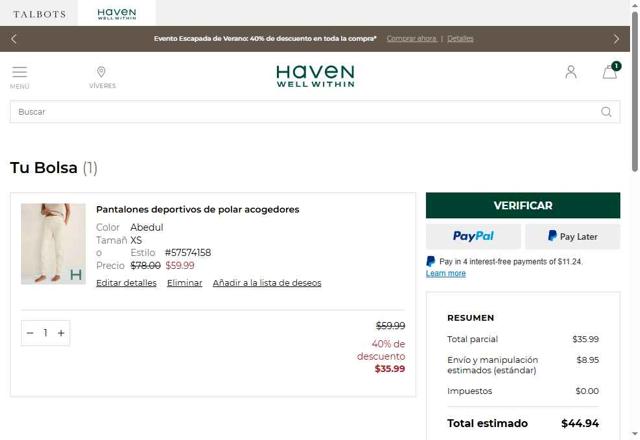 Haven Well Within checkout page showing Haven Well Within promo code box | Screenshot taken by SimplyCodes community member on Jun 27, 2025