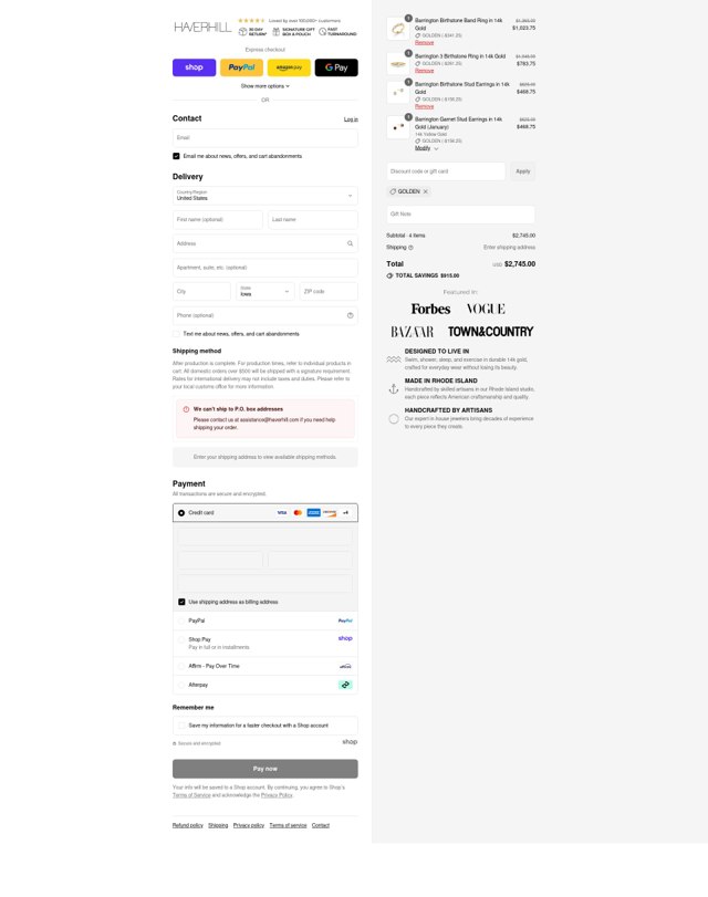 Haverhill checkout page showing Haverhill discount code box | Screenshot taken by SimplyCodes community member on Aug 28, 2025