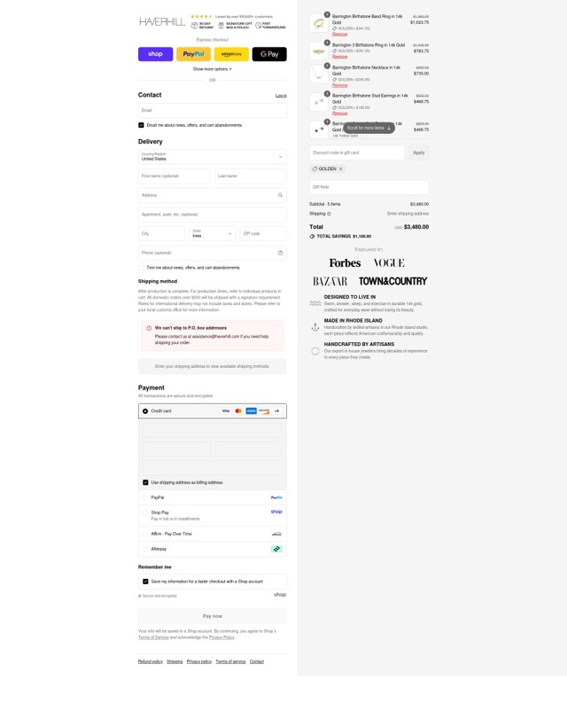 Haverhill checkout page showing Haverhill discount code box | Screenshot taken by SimplyCodes community member on Sep 2, 2025