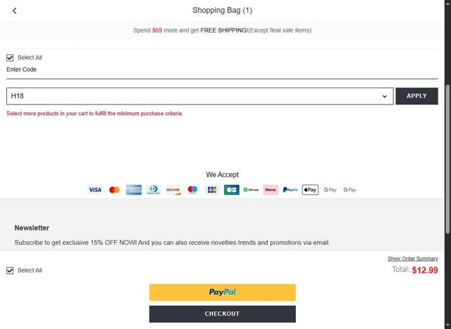 Hawalili checkout page showing Hawalili coupon code box | Screenshot taken by SimplyCodes community member on Aug 26, 2025