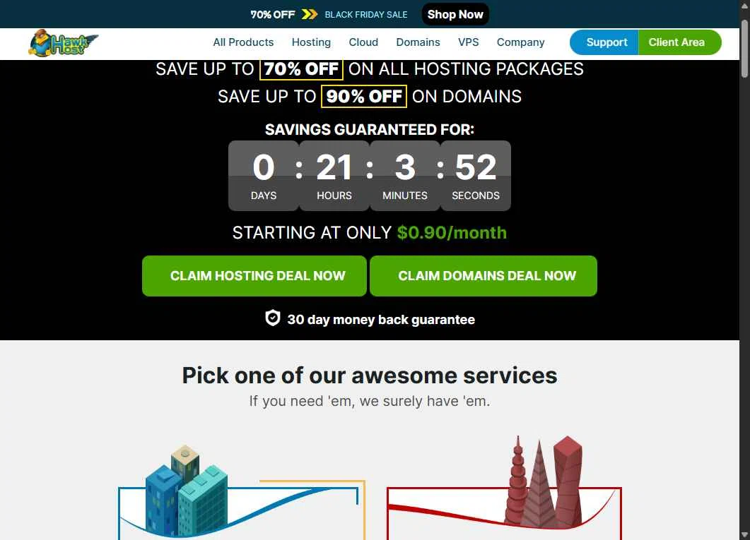 Hawk Host checkout page showing Hawk Host promo code box | Screenshot taken by SimplyCodes community member on Nov 28, 2025