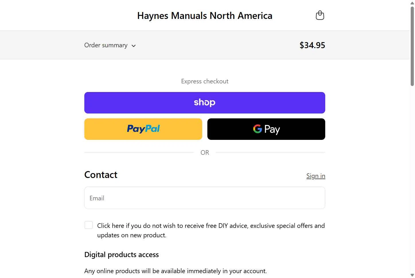 Haynes checkout page showing Haynes coupon code box | Screenshot taken by SimplyCodes community member on Dec 20, 2025
