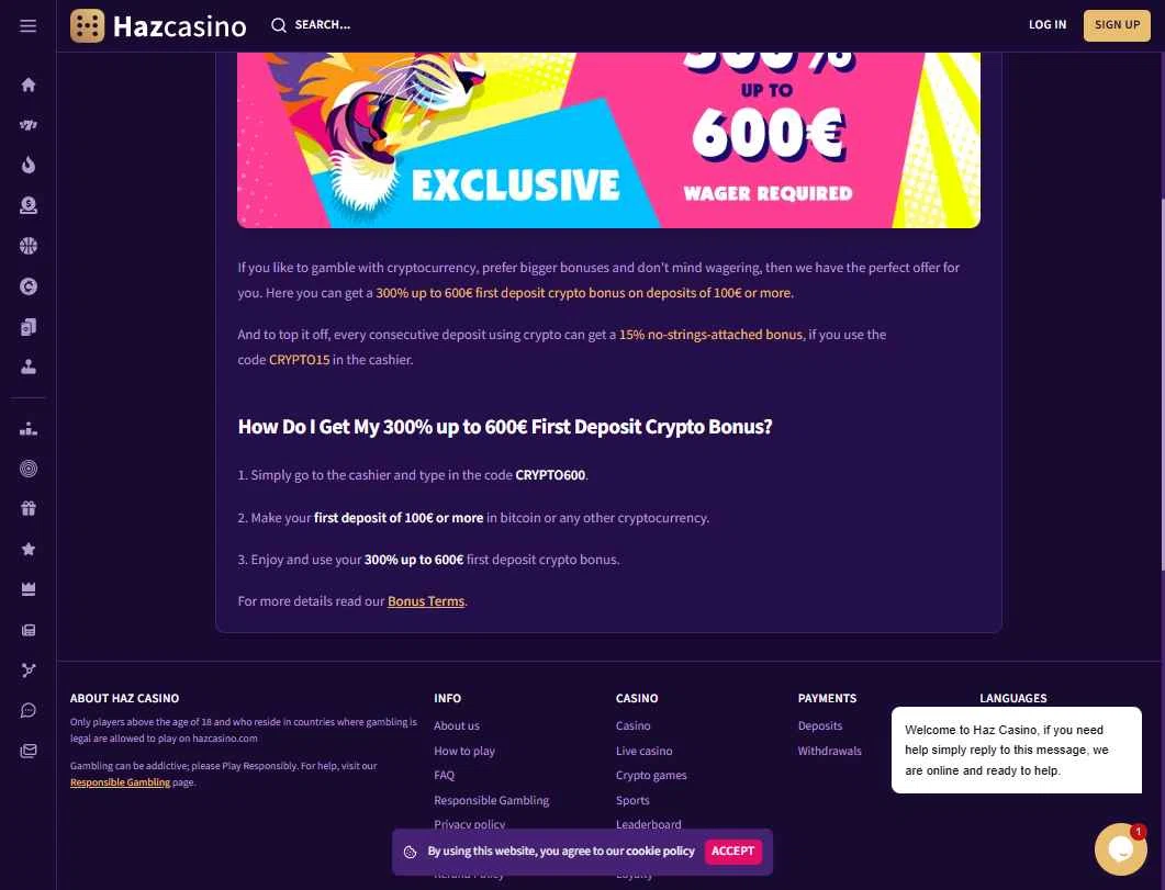 Haz Casino checkout page showing Haz Casino promo code box | Screenshot taken by SimplyCodes community member on Sep 30, 2025