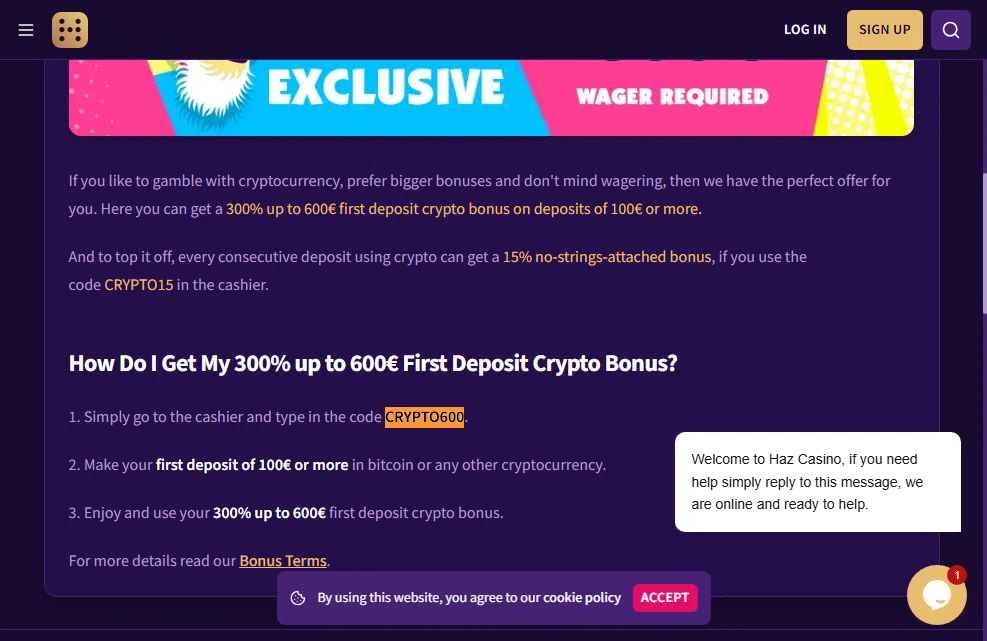 Haz Casino checkout page showing Haz Casino promo code box | Screenshot taken by SimplyCodes community member on Oct 1, 2025