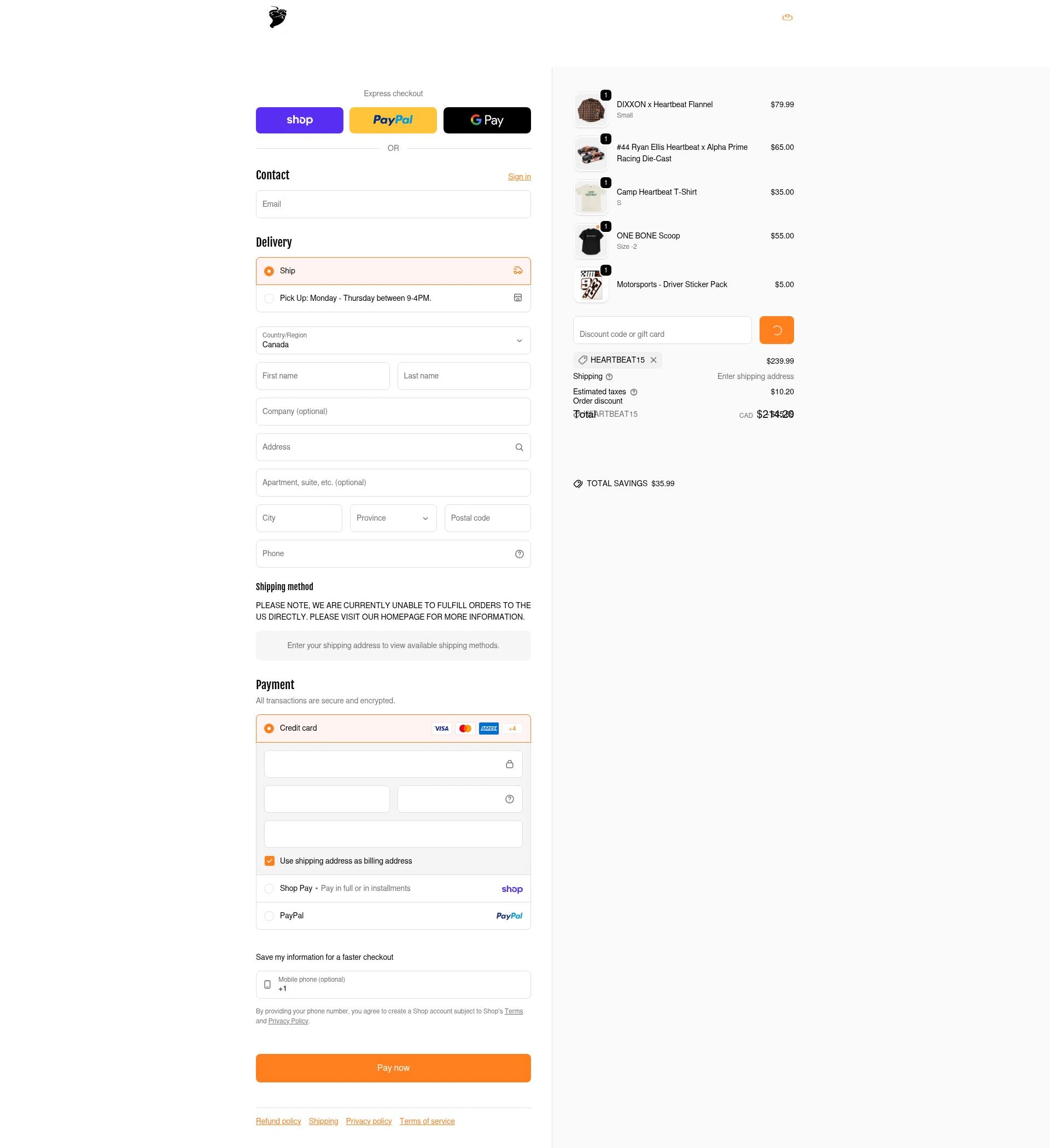 Heartbeat Hot Sauce checkout page showing Heartbeat Hot Sauce discount code box | Screenshot taken by SimplyCodes community member on Jan 30, 2026