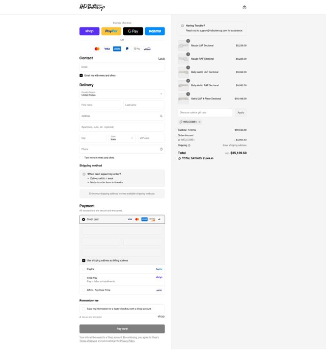 HD Buttercup checkout page showing HD Buttercup promo code box | Screenshot taken by SimplyCodes community member on Sep 2, 2025