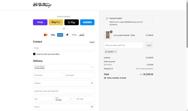 HD Buttercup checkout page showing HD Buttercup promo code box | Screenshot taken by SimplyCodes community member on Aug 30, 2025