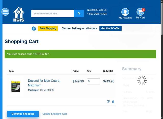 HDIS checkout page showing HDIS promo code box | Screenshot taken by SimplyCodes community member on Aug 21, 2025