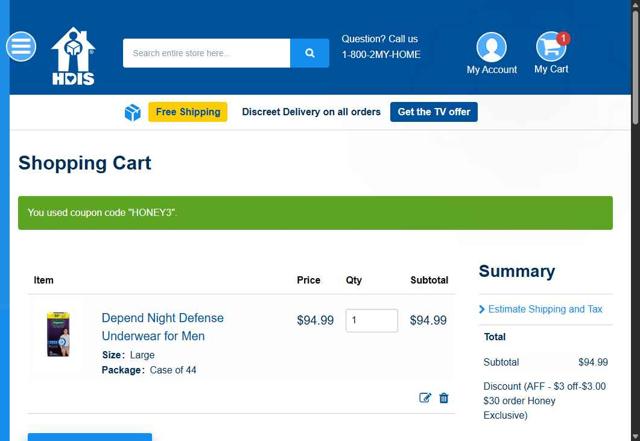 HDIS checkout page showing HDIS promo code box | Screenshot taken by SimplyCodes community member on Sep 5, 2025
