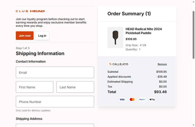 HEAD checkout page showing HEAD discount code box | Screenshot taken by SimplyCodes community member on Sep 10, 2025