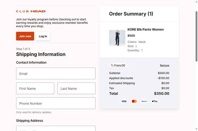 HEAD checkout page showing HEAD discount code box | Screenshot taken by SimplyCodes community member on Aug 24, 2025