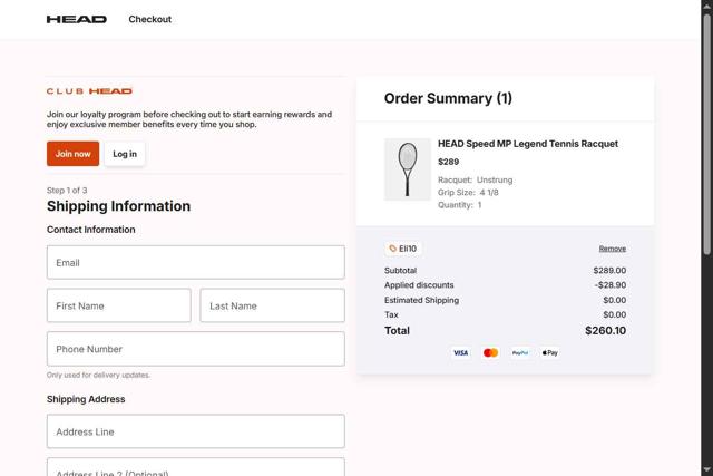 HEAD checkout page showing HEAD discount code box | Screenshot taken by SimplyCodes community member on Sep 26, 2025