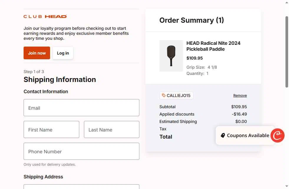 HEAD checkout page showing HEAD discount code box | Screenshot taken by SimplyCodes community member on Jan 25, 2026