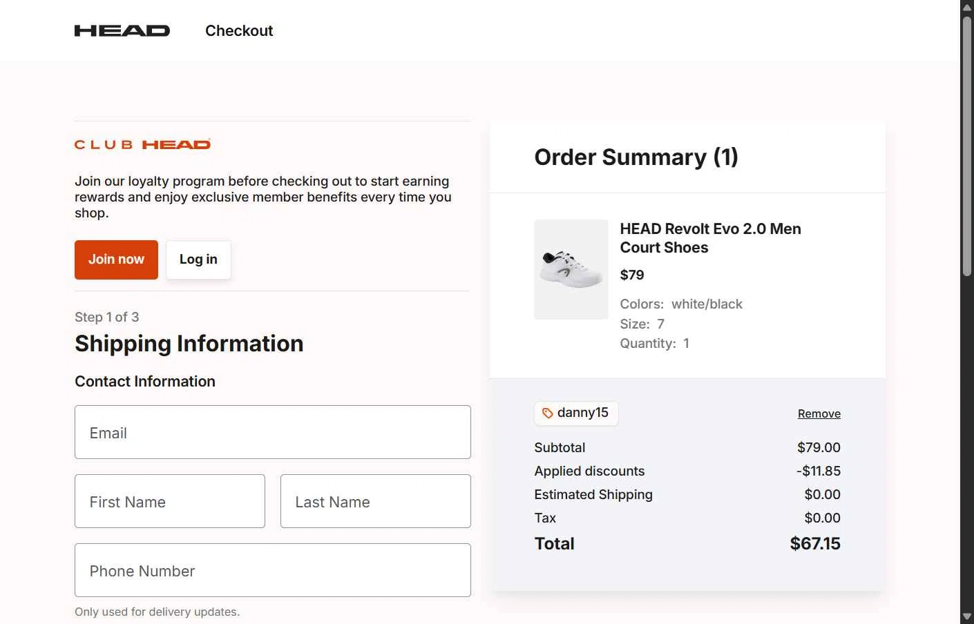 HEAD checkout page showing HEAD discount code box | Screenshot taken by SimplyCodes community member on Jan 10, 2026
