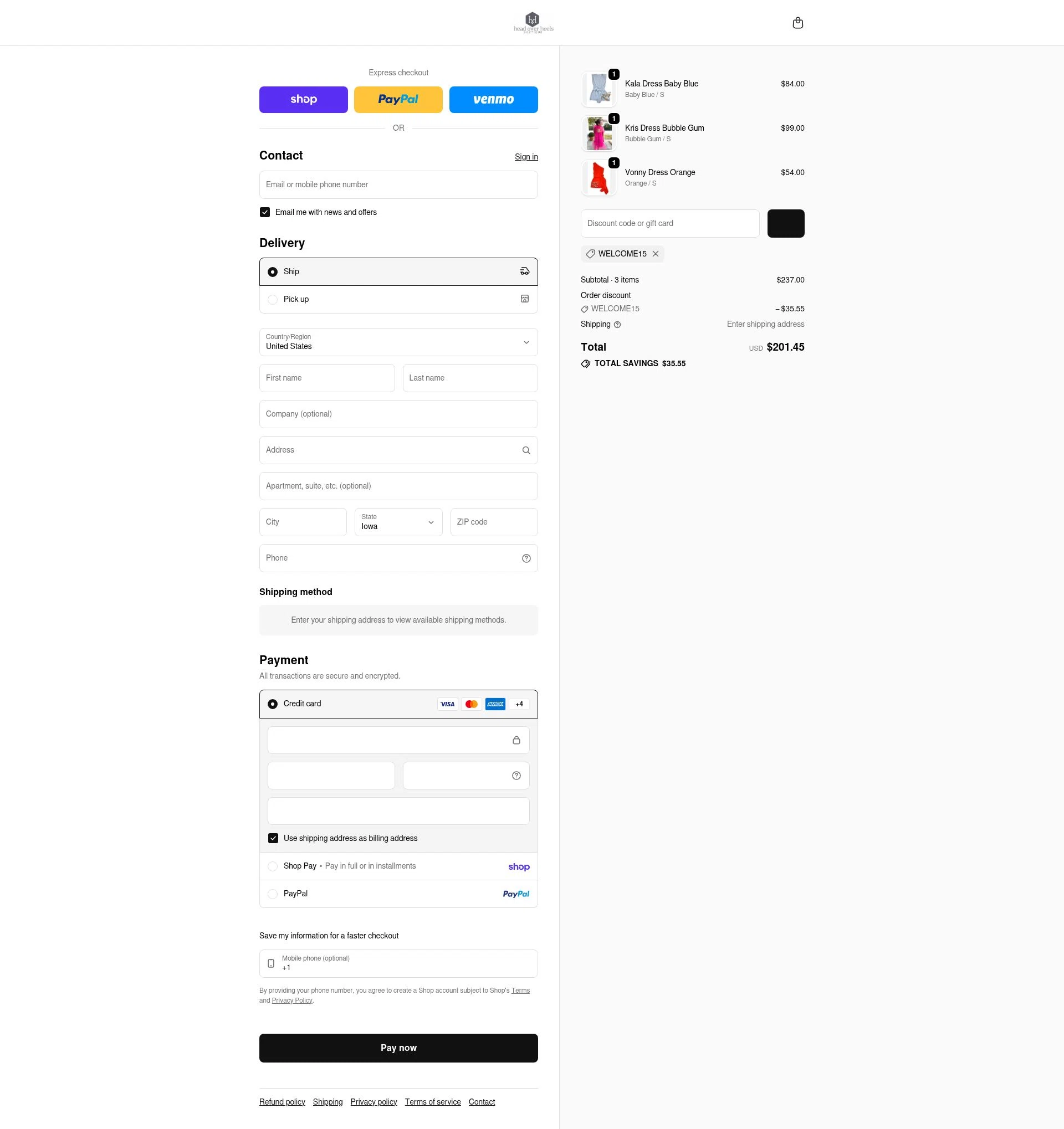Head Over Heels checkout page showing Head Over Heels promo code box | Screenshot taken by SimplyCodes community member on Feb 5, 2026
