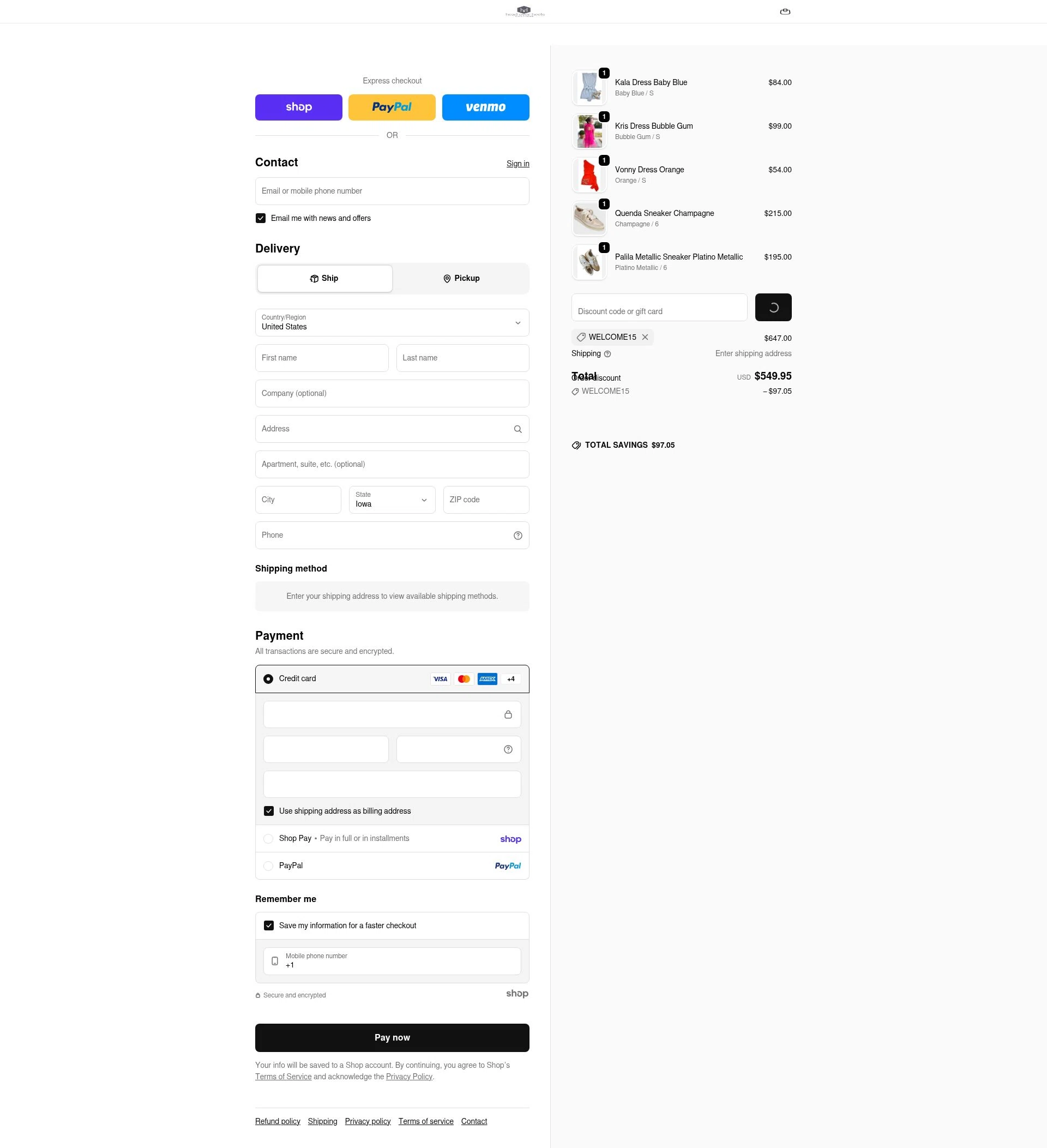 Head Over Heels checkout page showing Head Over Heels promo code box | Screenshot taken by SimplyCodes community member on Jan 22, 2026