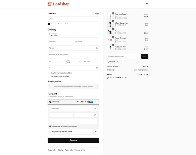 Headshop checkout page showing Headshop discount code box | Screenshot taken by SimplyCodes community member on Sep 7, 2025
