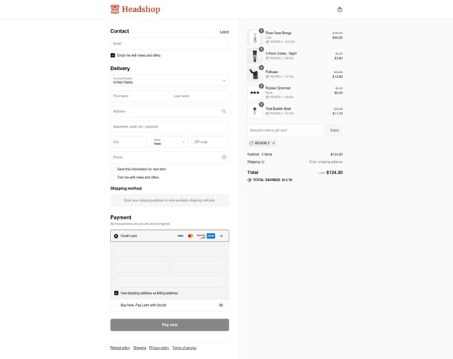 Headshop checkout page showing Headshop discount code box | Screenshot taken by SimplyCodes community member on Sep 7, 2025