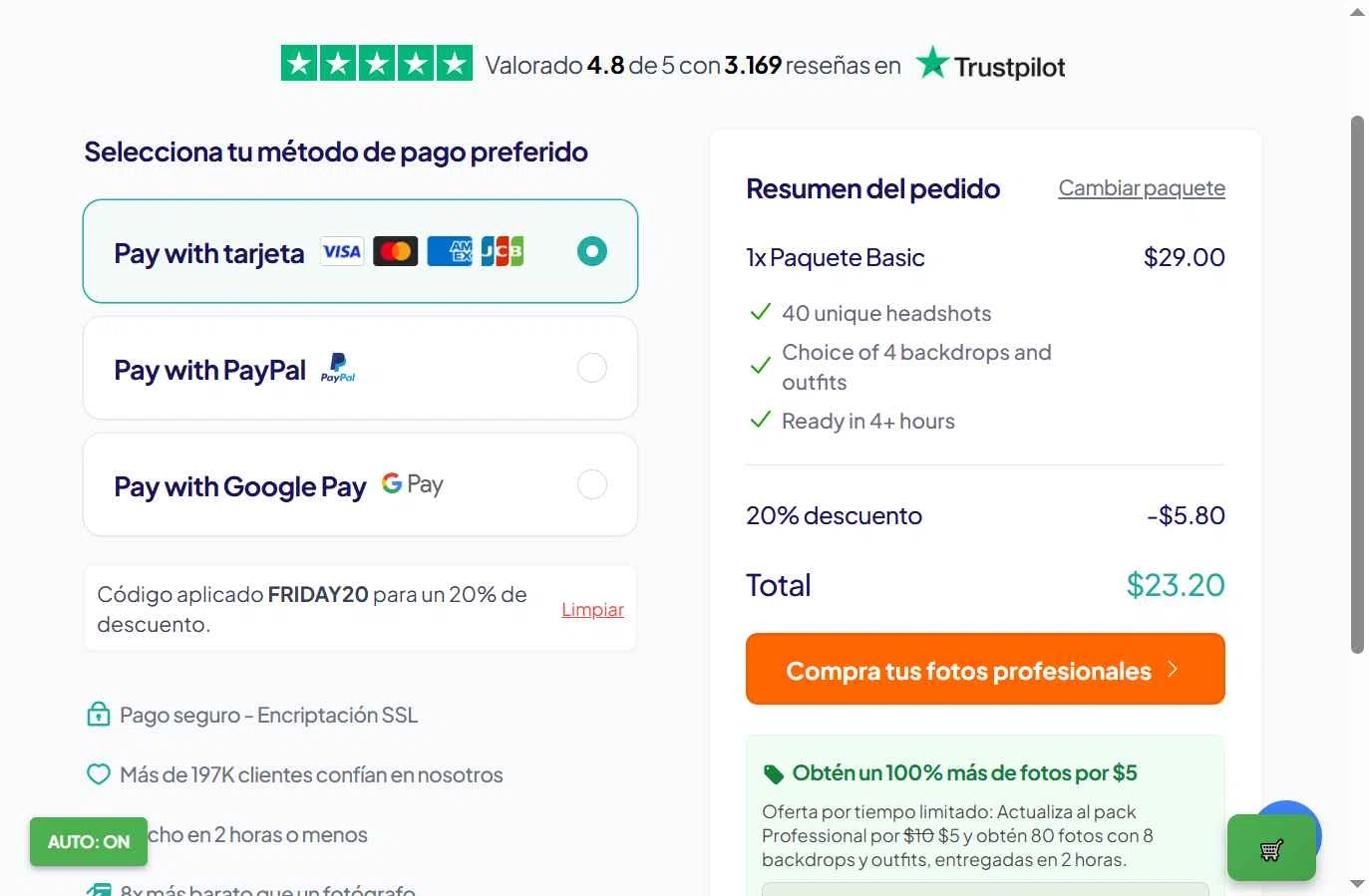 HeadshotPro checkout page showing HeadshotPro promo code box | Screenshot taken by SimplyCodes community member on Dec 11, 2025