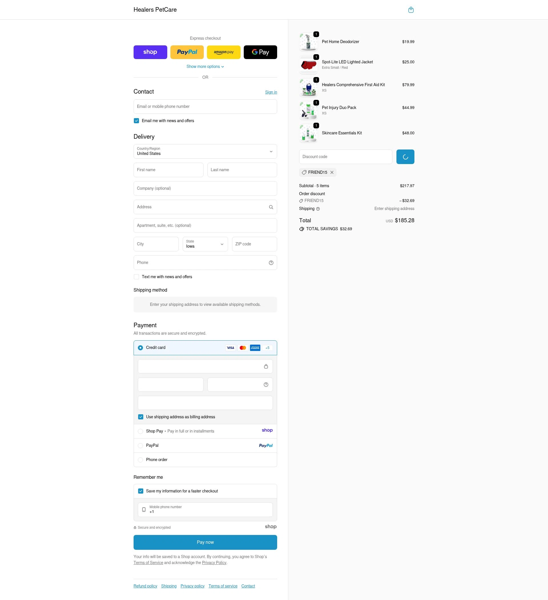 Healers PetCare checkout page showing Healers PetCare promo code box | Screenshot taken by SimplyCodes community member on Jan 2, 2026
