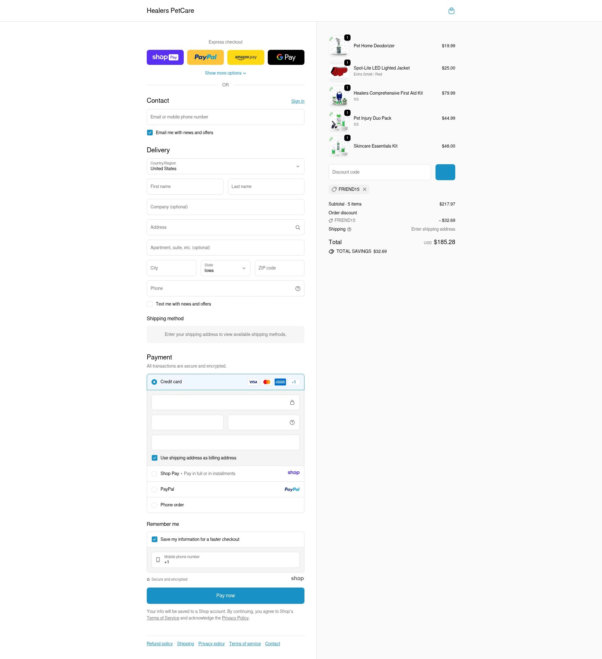 Healers PetCare checkout page showing Healers PetCare promo code box | Screenshot taken by SimplyCodes community member on Jan 7, 2026