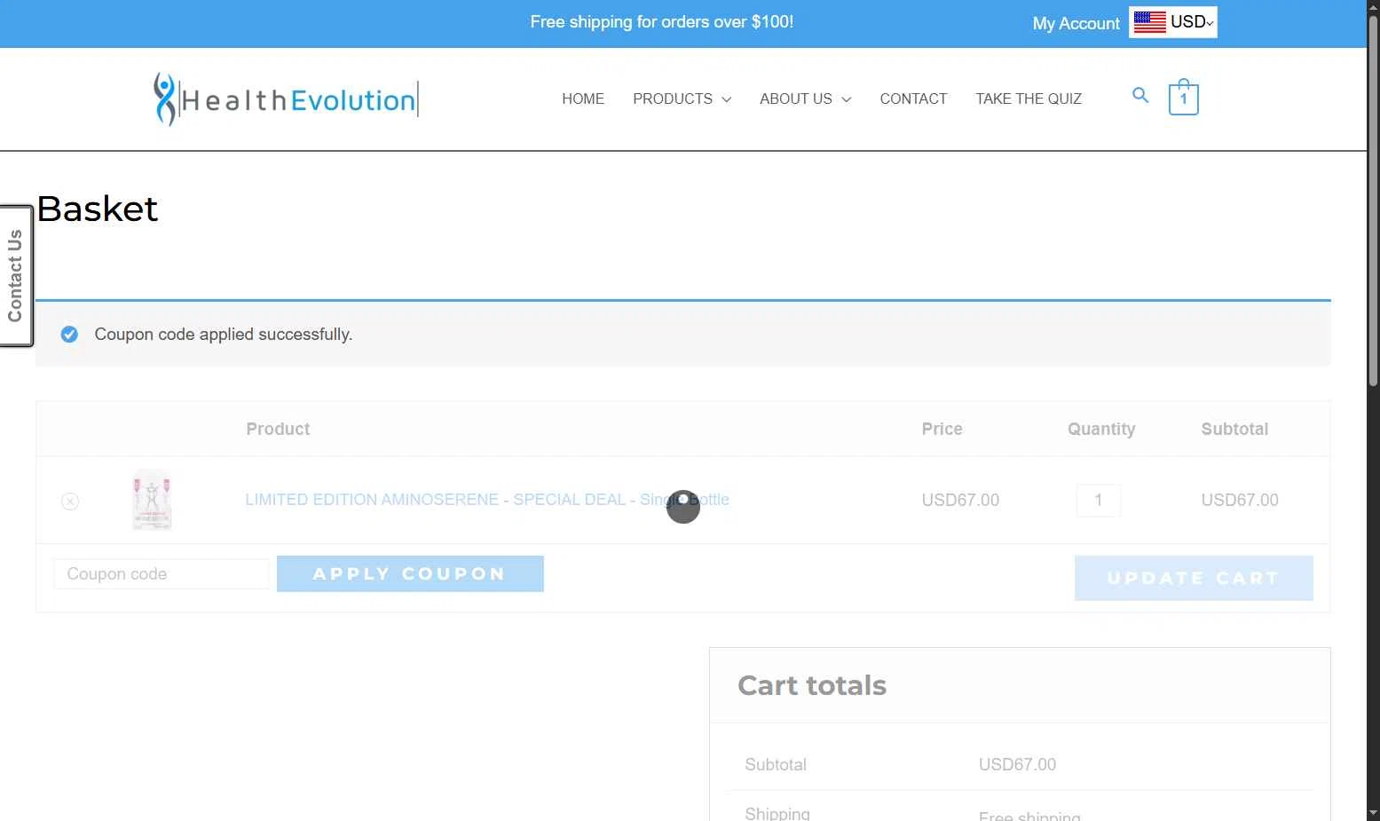 Health Evolution checkout page showing Health Evolution promo code box | Screenshot taken by SimplyCodes community member on Jun 3, 2025