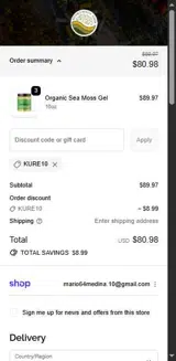 KURE10 coupon verification screenshot