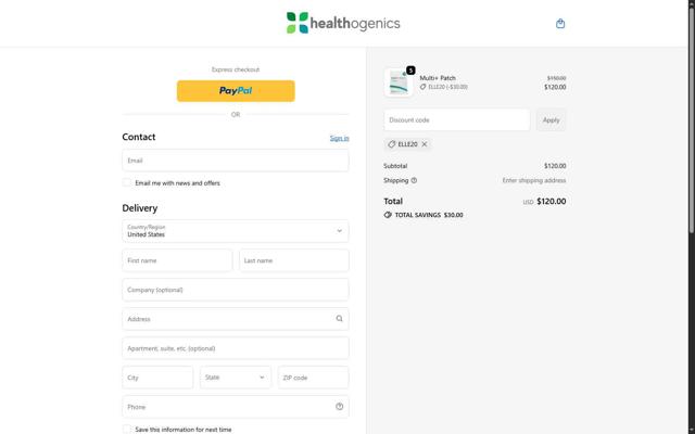 Healthogenics checkout page showing Healthogenics promo code box | Screenshot taken by SimplyCodes community member on Sep 19, 2025