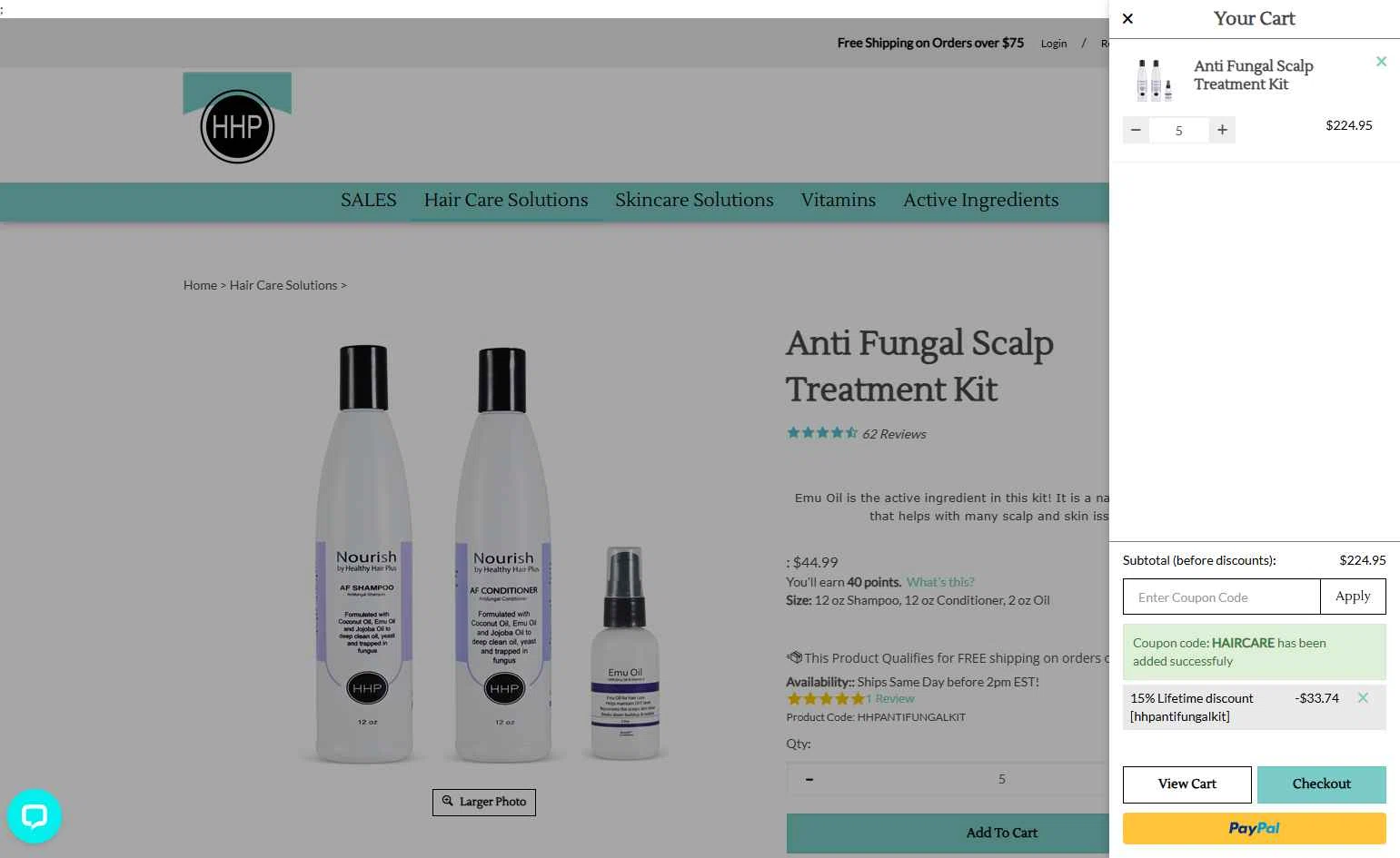 Healthy Hair Plus checkout page showing Healthy Hair Plus coupon code box | Screenshot taken by SimplyCodes community member on Nov 16, 2025