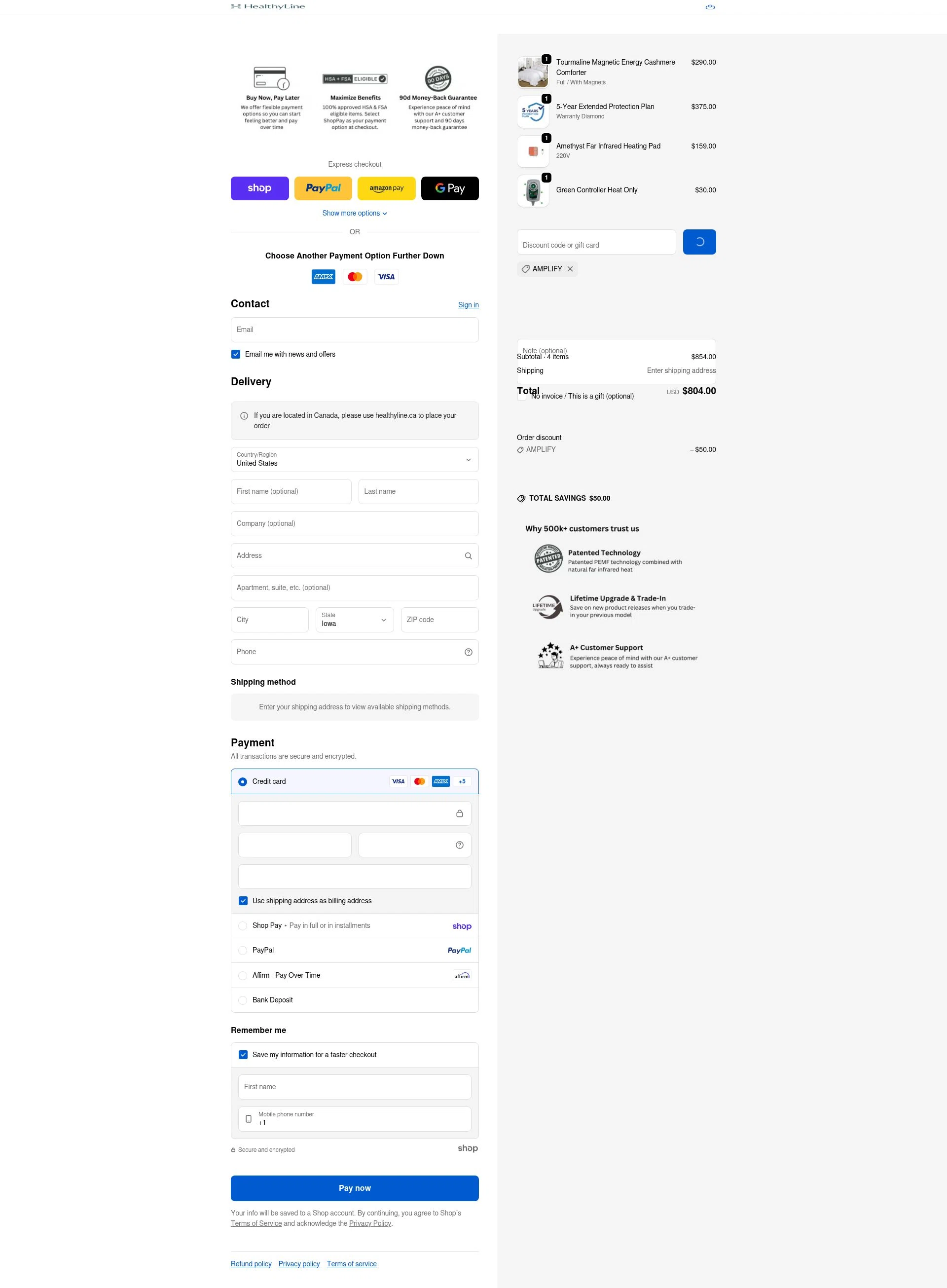 Healthy Line checkout page showing Healthy Line coupon code box | Screenshot taken by SimplyCodes community member on Jan 26, 2026