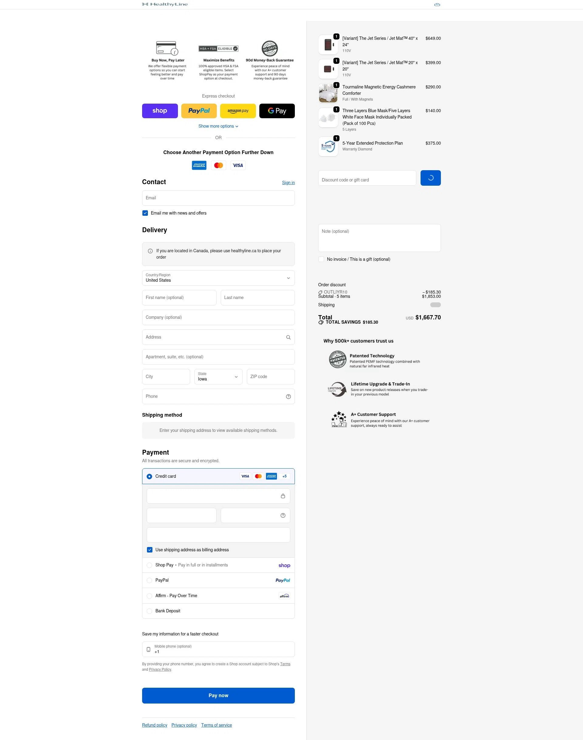 Healthy Line checkout page showing Healthy Line coupon code box | Screenshot taken by SimplyCodes community member on Feb 8, 2026