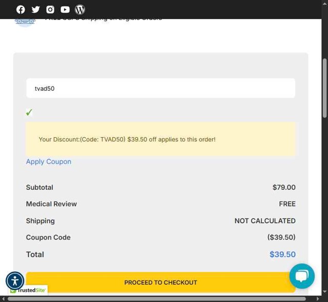 HealthyMale checkout page showing HealthyMale coupon code box | Screenshot taken by SimplyCodes community member on May 23, 2025
