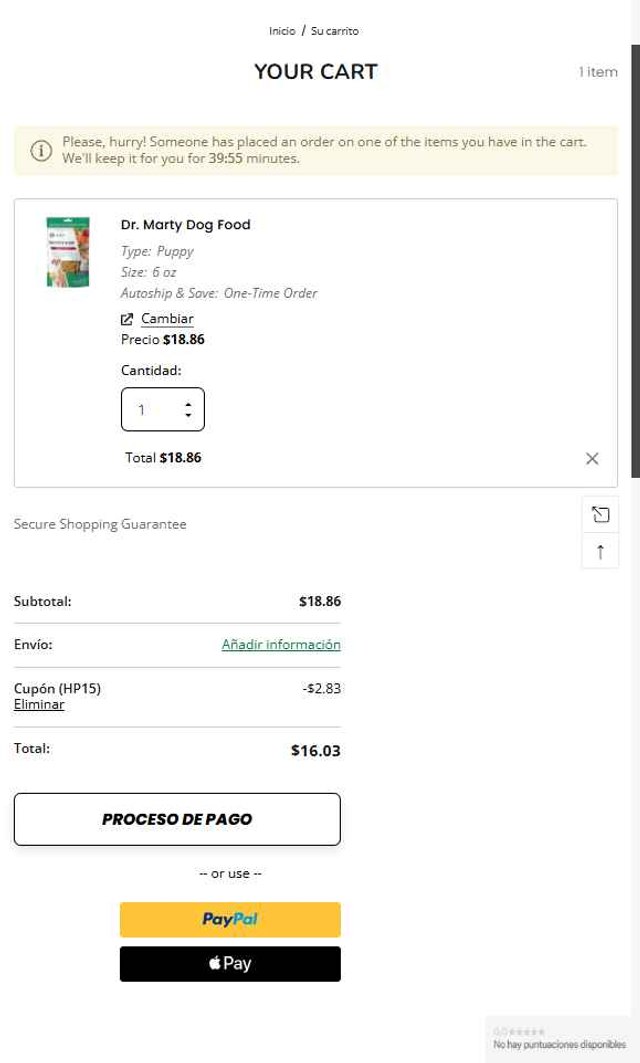HealthyPets checkout page showing HealthyPets promo code box | Screenshot taken by SimplyCodes community member on Aug 29, 2025