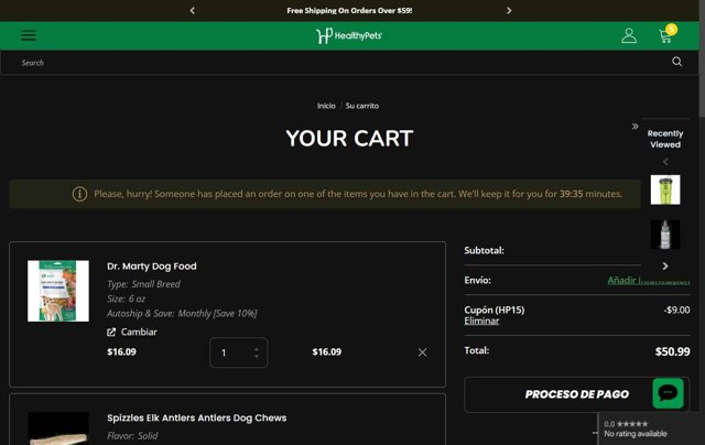 HealthyPets checkout page showing HealthyPets promo code box | Screenshot taken by SimplyCodes community member on Jul 31, 2025