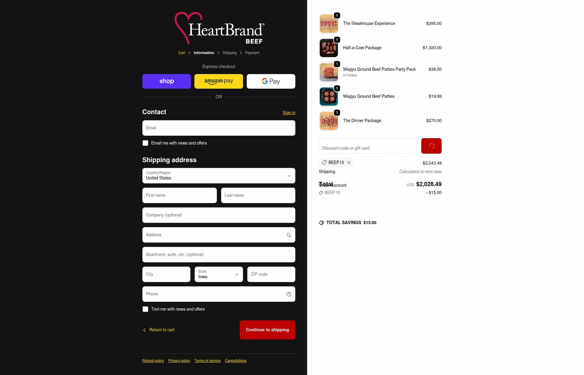 HeartBrand checkout page showing HeartBrand promo code box | Screenshot taken by SimplyCodes community member on Jan 8, 2026