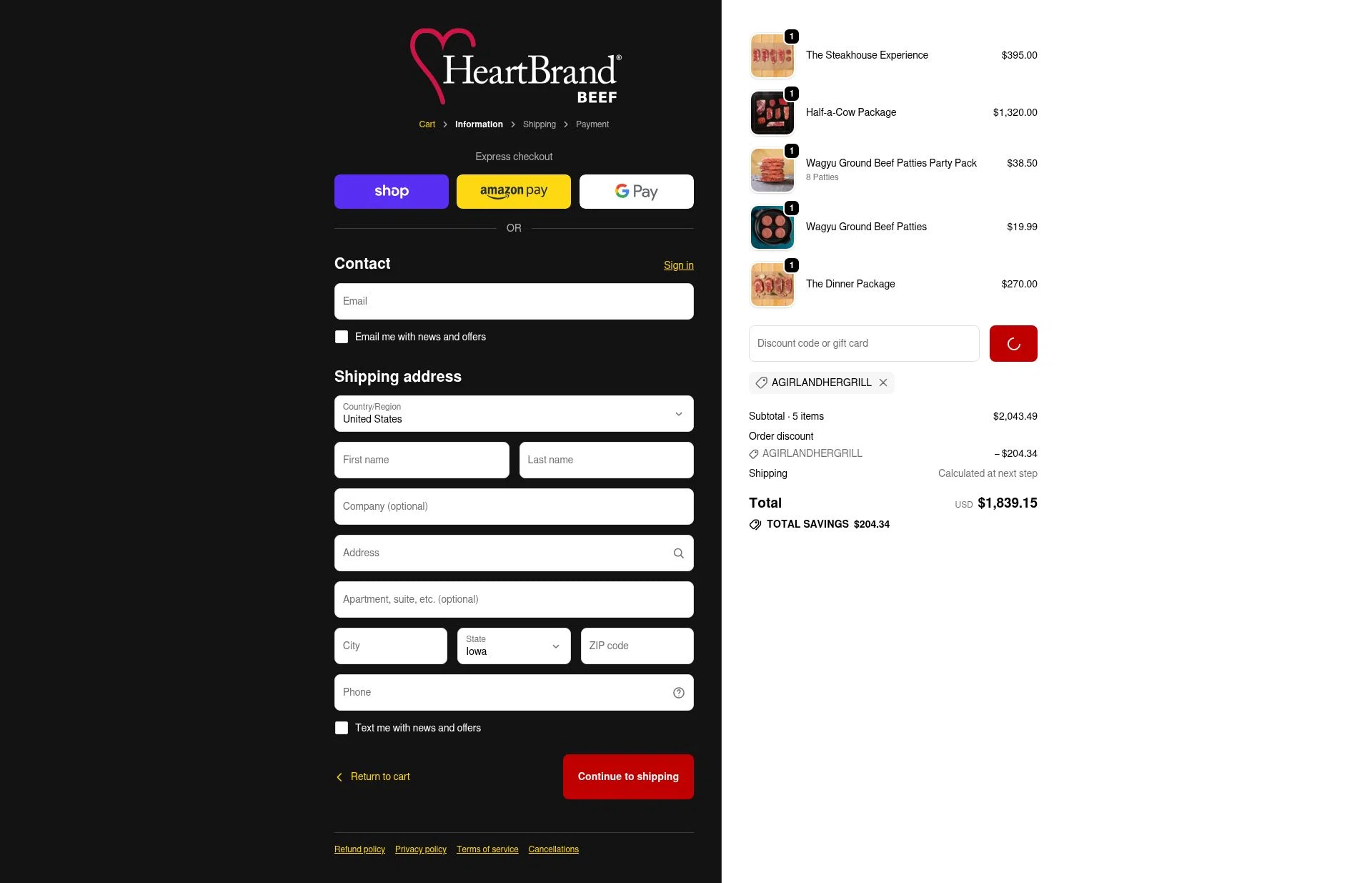 HeartBrand checkout page showing HeartBrand promo code box | Screenshot taken by SimplyCodes community member on Jan 8, 2026