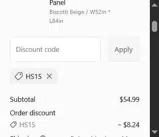HS15 coupon verification screenshot