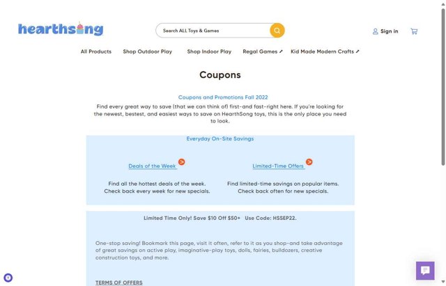 HearthSong checkout page showing HearthSong promo code box | Screenshot taken by SimplyCodes community member on May 1, 2025