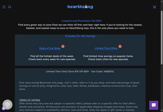 HearthSong checkout page showing HearthSong promo code box | Screenshot taken by SimplyCodes community member on May 1, 2025
